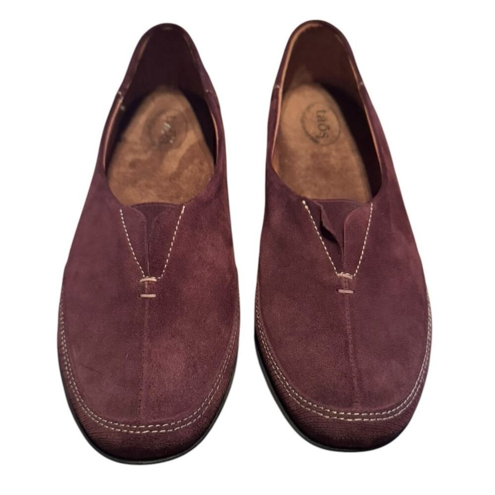 Taos Suede Slip On Flats Burgundy Wine Comfort Shoes Womens 41